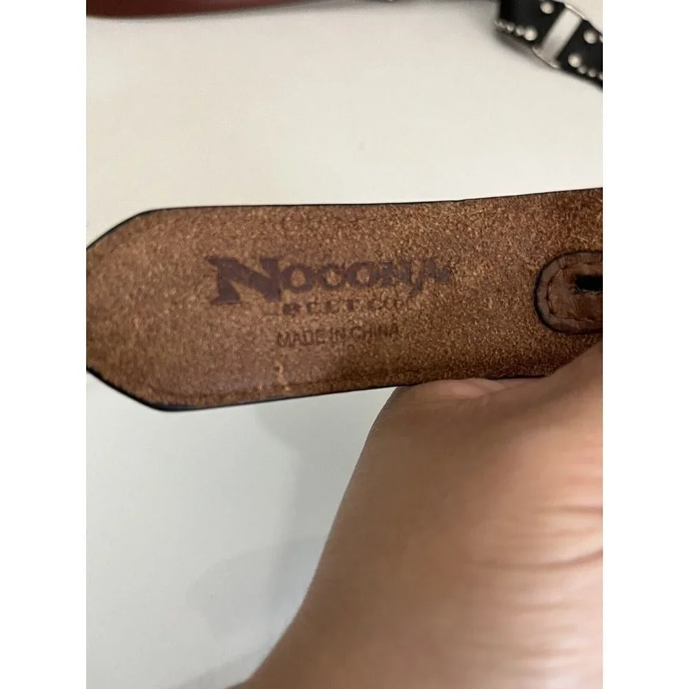 Nocona Belt Western Brown Leather Men Size 40 Embellished Basket Weave